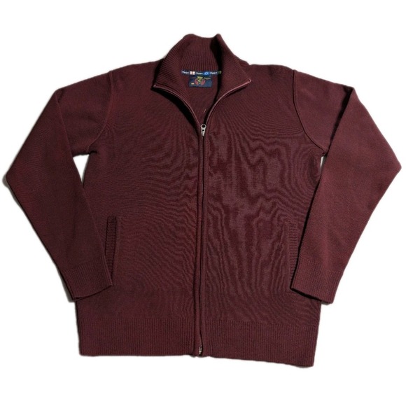 Canelejas Other - Canalejas Full‎ Zip Sweater Jacket Mens Medium Burgundy Wool Blend Spain
